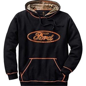 Ford Men's Hoodie in Black with Orange Camo Details Size XL